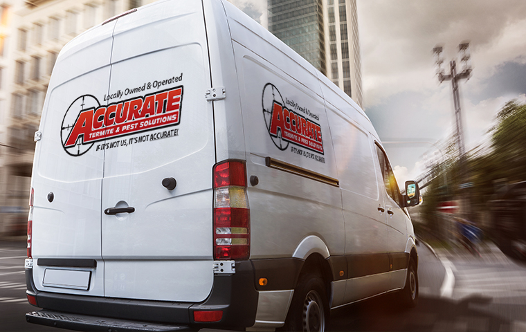 We Guarantee To Get The Job Done Right an accurate termite and pest service van driving in eureka california