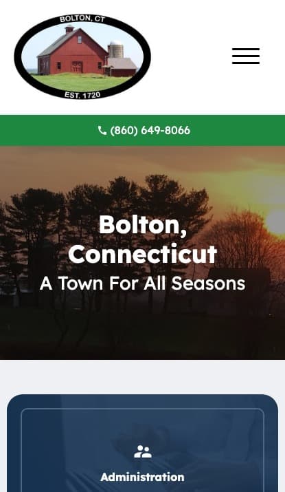 Bolton,  Connecticut mobile website screenshot