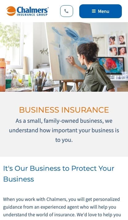 Chalmers Insurance Group mobile website screenshot