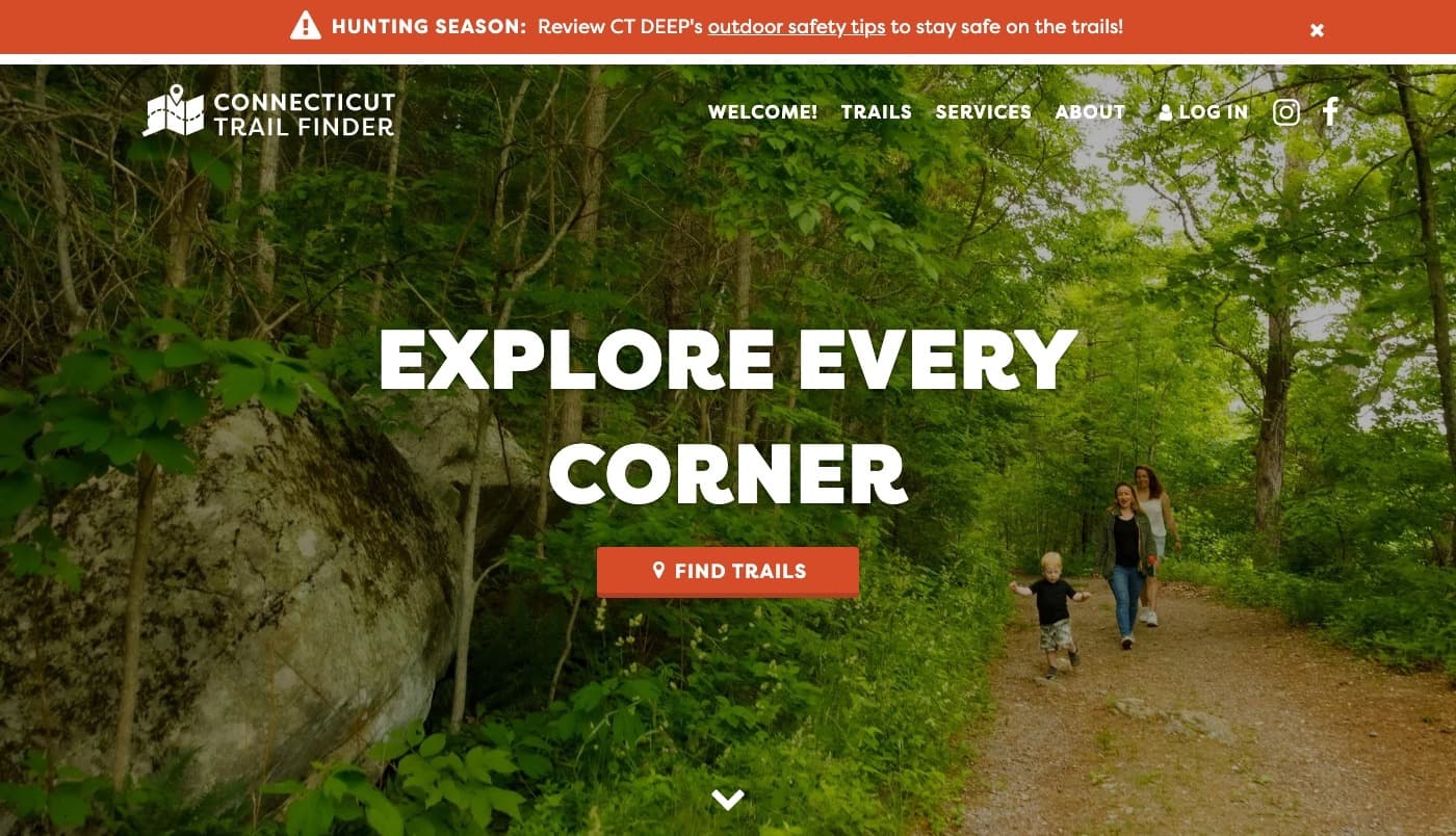Connecticut Trail Finder website screenshot