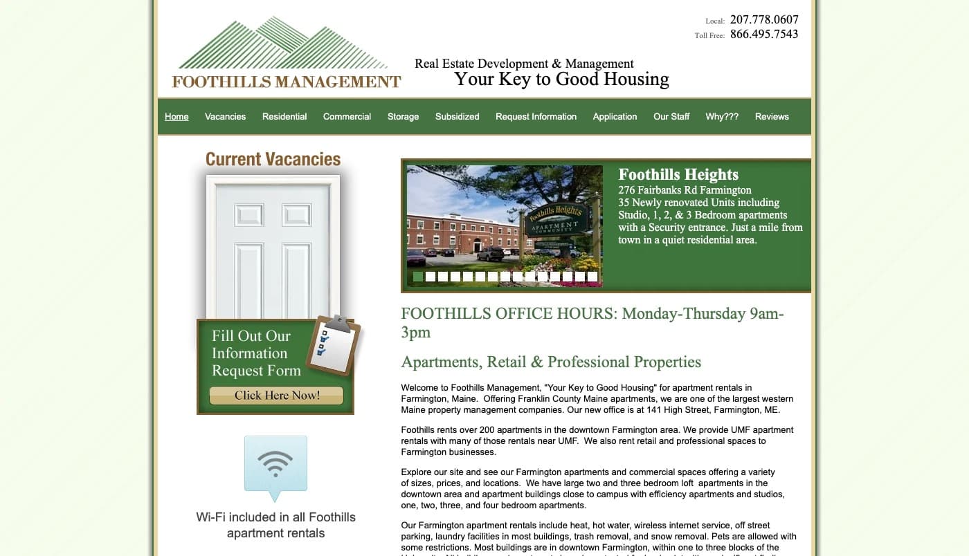 Foothills Management website screenshot