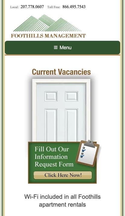 Foothills Management mobile website screenshot