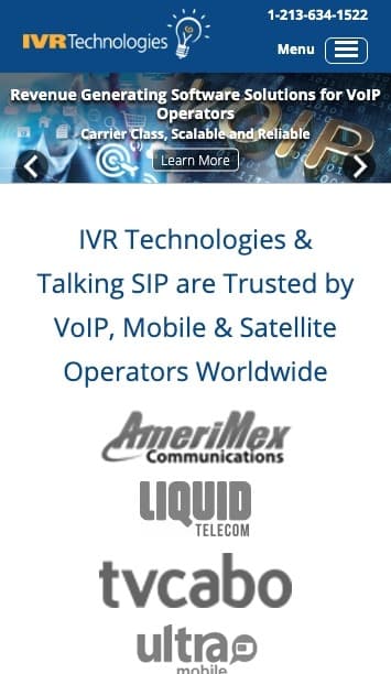 IVR mobile website screenshot