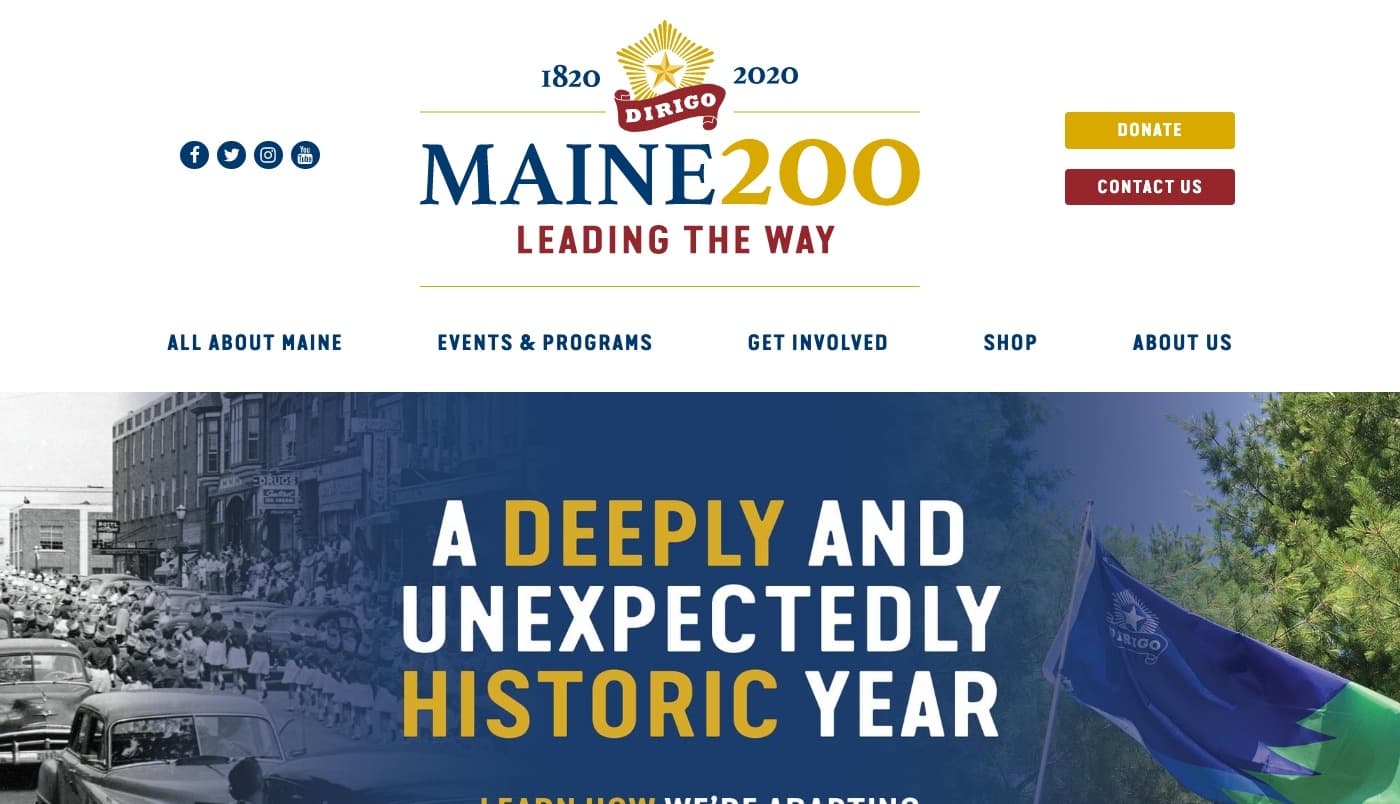 Maine Bicentennial website screenshot