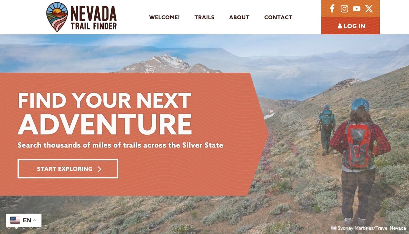 Nevada Trail Finder website screenshot