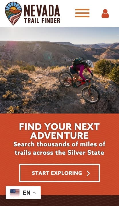 Nevada Trail Finder mobile website screenshot