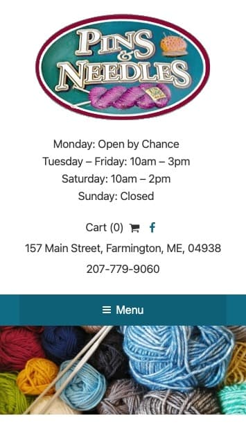 Pins and Needles mobile website screenshot