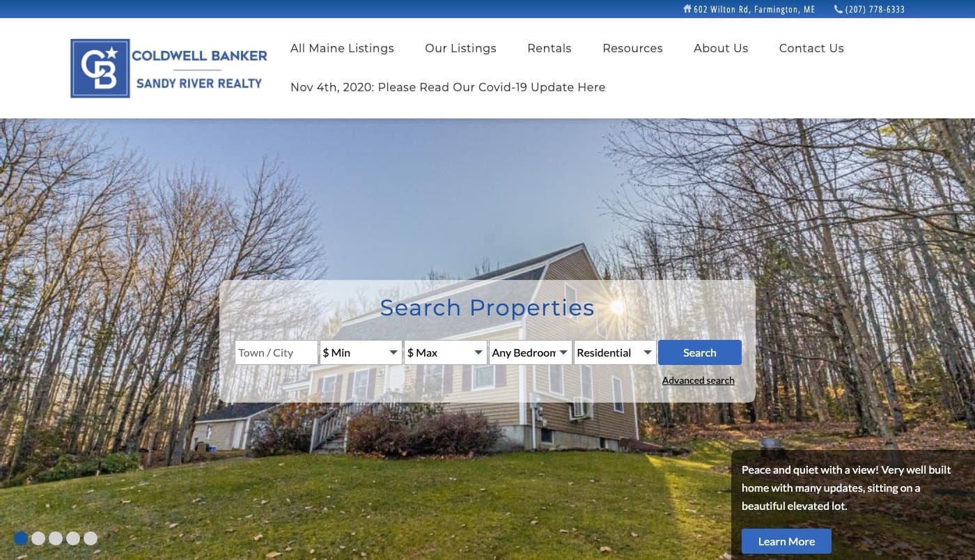 Sandy River Realty website screenshot