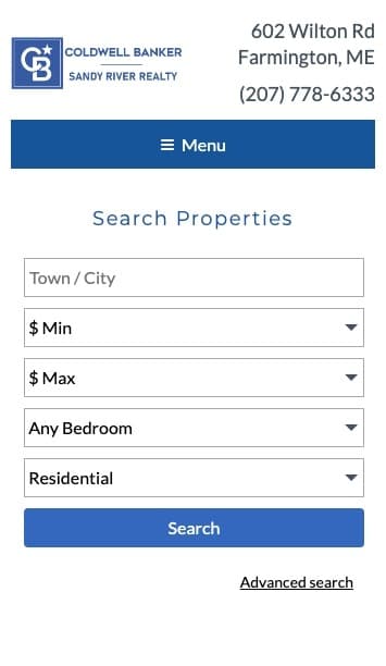 Sandy River Realty mobile website screenshot