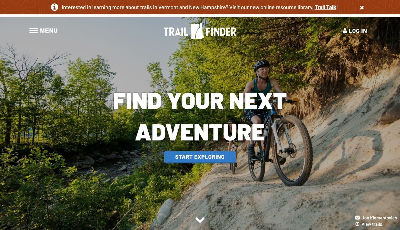 Vermont Trail Finder website screenshot