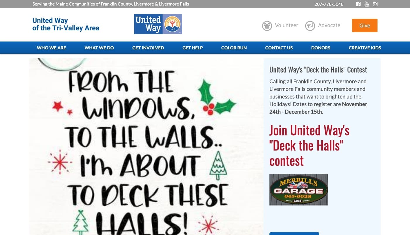 United Way of the Tri-Valley Area website screenshot
