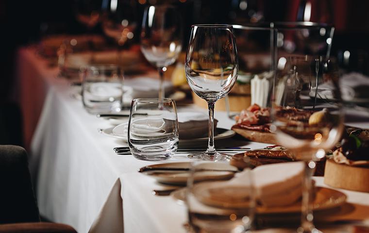 table set in a restaurant