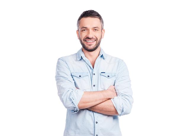 happy man smiling on white background