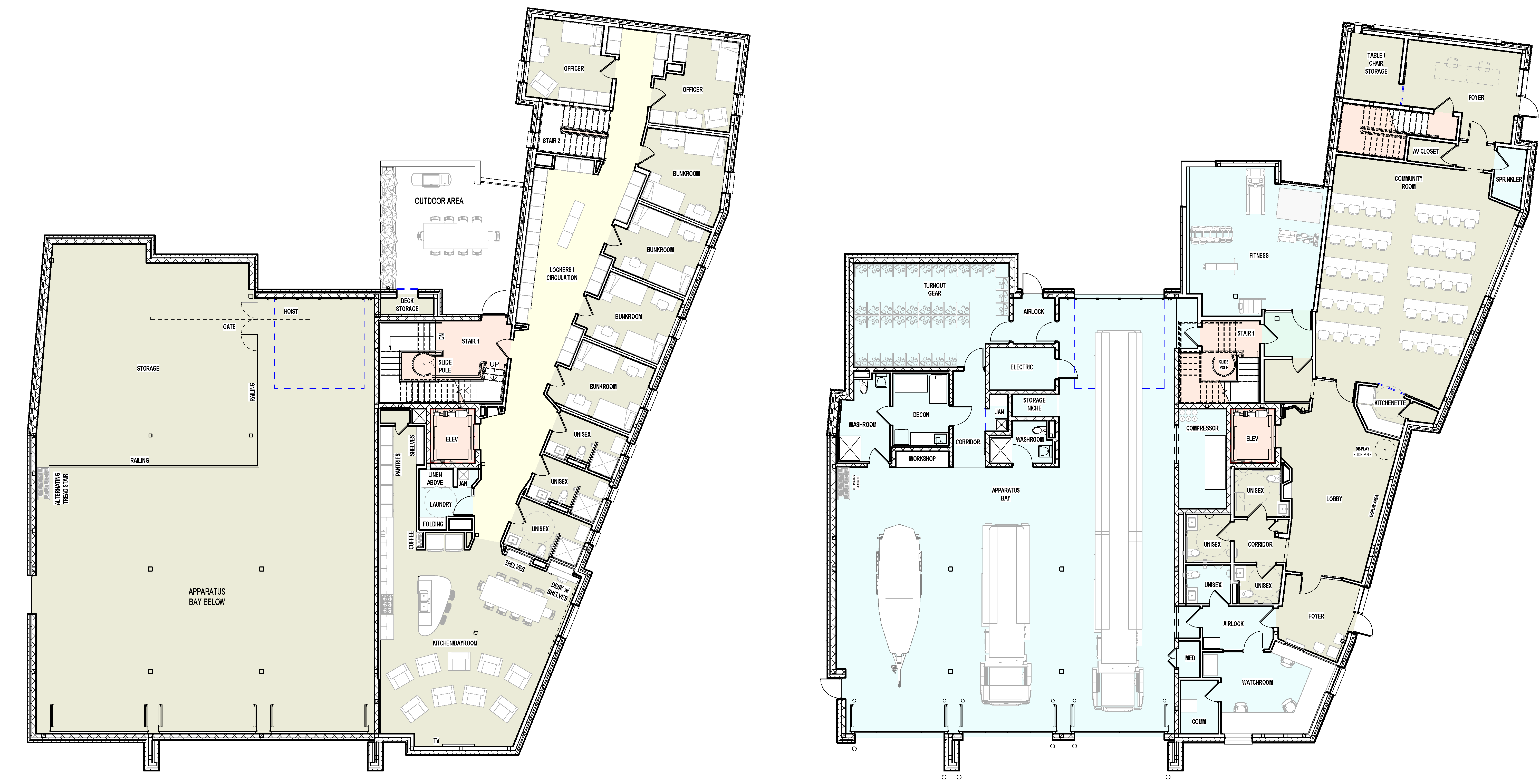 Floor plan of the fire station