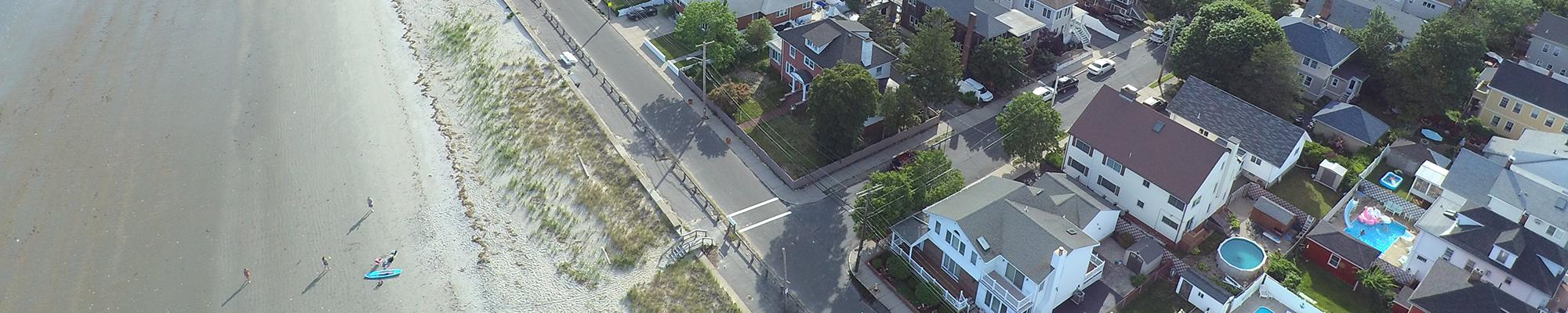 Ariel View of Houses and Beach