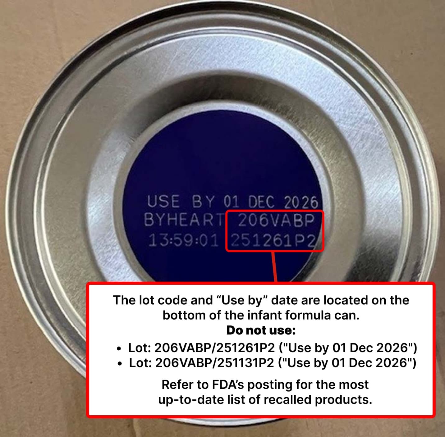 Use By date for infant formula
