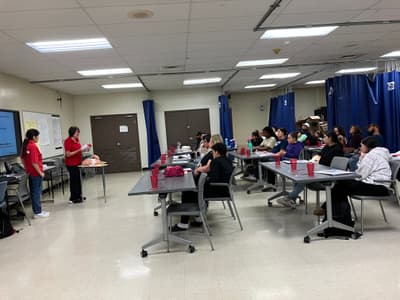 A lesson being held in a classroom