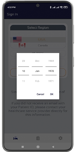 sign in screen on an android device
