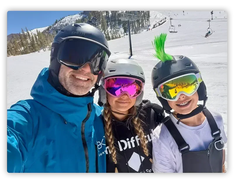 ryan javanbakht snowboarding with his kids