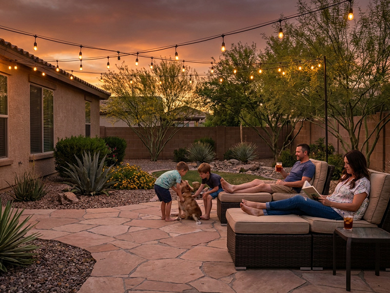 phoenix family enjoying summer evening without mosquito bites