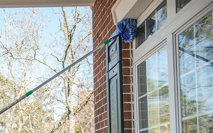 dewebbing service on front windows of a house