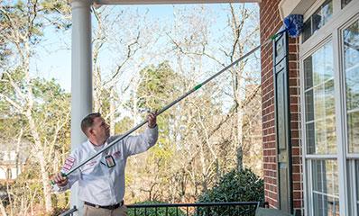tech dewebbing above window