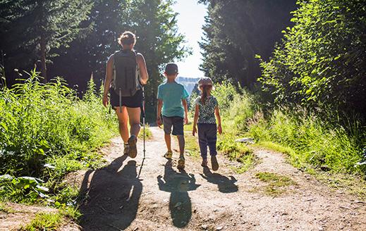 family hiking in acadia