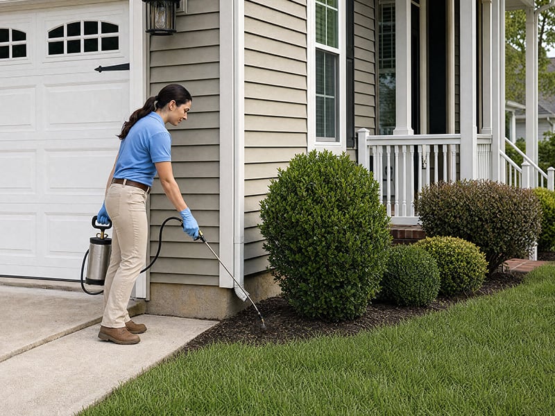 pest tech spraying home
